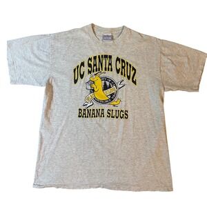 VTG 1986 UC Santa Cruz Banana Slugs T Shirt Pulp Fiction Travolta Men XL